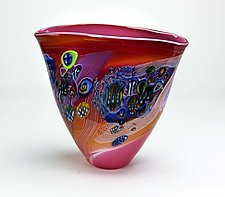 Color Field Vessel in Pink by Wes Hunting (Art Glass Vessel)