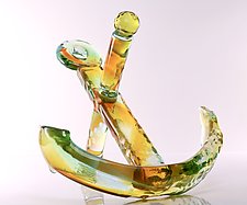 Shipwrecked, Green Anchor by Benjamin Silver (Art Glass Sculpture)