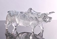 Crystal Bull by Benjamin Silver (Art Glass Sculpture)