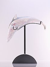 Dolphin in Mid Air by Benjamin Silver (Art Glass Sculpture)