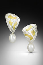Triangles & Pearls Earrings by Louise Norrell (Silver & Pearl Earrings)