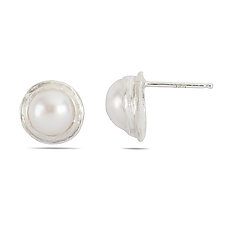 Simple Pearl Earrings by Randi Chervitz (Silver & Stone Earrings)
