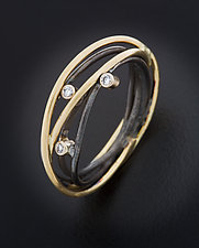 Wrap Ring with Three Diamonds by Randi Chervitz (Gold, Silver & Stone Ring)