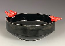 Black Bowl Red Birds by Suzanne Crane (Ceramic Bowl)