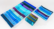 Give Me the Blues by Renato Foti (Art Glass Tray & Coasters)