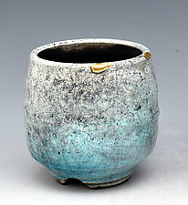 Handmade Raku Cup Vessel by Ron Mello (Ceramic Vessel)