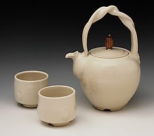 Porcelain Teapot and Two Cups TP 51 by Ron Mello (Ceramic Teapot)