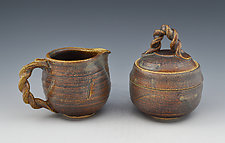 Sugar and Creamer Set with Bamboo Ash Glaze by Ron Mello (Ceramic Serving Piece)