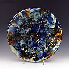 Stoneware Platter with Multiple Glazes by Ron Mello (Ceramic Platter)
