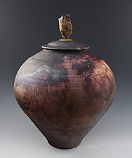 Handmade Raku Fired Urn by Ron Mello (Ceramic Vase)