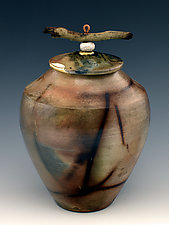 Handmade Sagger Fired Kintsugi Urn by Ron Mello (Ceramic Vase)