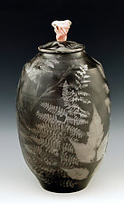 Handmade Sagger Fired Covered Urn by Ron Mello (Ceramic Vessel)