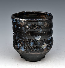 Raku Tea Bowl with Shell Impressions 197 by Ron Mello (Ceramic Vessel)