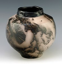 Horsehair-Fired Stoneware Vessel HH262 by Ron Mello (Ceramic Vessel)