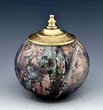 Burnished Sagger Fired Urn 200 by Ron Mello (Ceramic Vase)