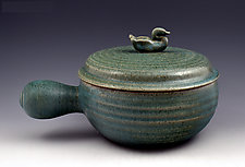 Stoneware Casserole with Bird Finial by Ron Mello (Ceramic Casserole)