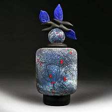 Winter Cherries Cylinder by Eric Bladholm (Art Glass Vessel)