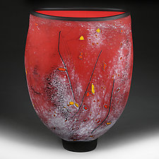 Scarlet Storm Flat-Sided Vase Studio Sample by Eric Bladholm (Art Glass Vase)