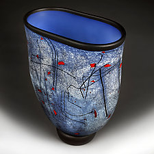 Winter Cherries Vase by Eric Bladholm (Art Glass Vessel)
