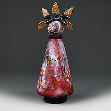 Autumn Apple Tall Conical by Eric Bladholm (Art Glass Vessel)
