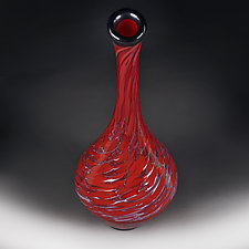 Cheerful Cherry Tall Vase Studio Demo Sample by Eric Bladholm (Art Glass Vase)