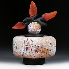 Osinni Yabluka (Autumn Apples)  Short Cylinder by Eric Bladholm (Art Glass Bottle)