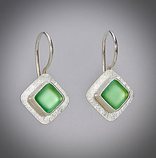 Small Diamond Wire Earrings by Amy Faust (Silver Earrings)