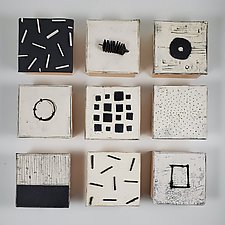 Nine in Black and White by Lori Katz (Ceramic Wall Sculpture)