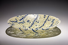 Ivory and Indigo Monad 1 by Patti Hegland and Dave Hegland (Art Glass Bowl)