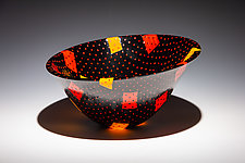 Monad Series: Black Red Yellow by Patti Hegland and Dave Hegland (Art Glass Bowl)