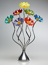 Seven-Flower Rainbow Bouquet by Scott Johnson and Shawn Johnson (Art Glass Sculpture)