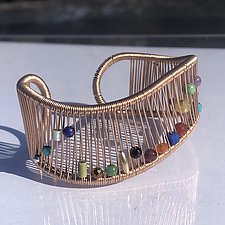 Multi-Color Wave Cuff by Tana Acton (Metal & Stone Bracelet)