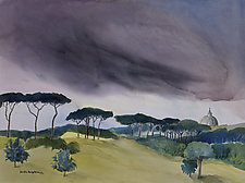 Umbrella Trees of Rome by Sandra Humphries (Watercolor Painting)