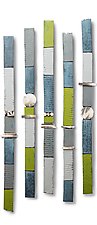 Story Sticks in Blue and Green by Rhonda Cearlock (Ceramic Wall Sculpture)