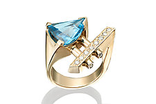 Fantasy Cut Blue Topaz Ring by Leann Feldt (Gold & Stone Ring)