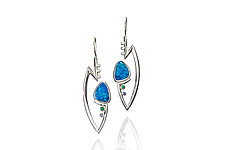 Contemporary Opal Drops by Leann Feldt (Palladium & Stone Earrings)