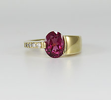 Contemporary Dark Pink Tourmaline Ring by Leann Feldt (Gold & Stone Ring)