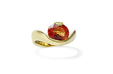 Brilliant Orange Sapphire Wave Ring by Leann Feldt (Gold & Stone Ring)