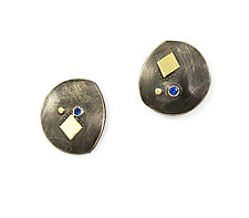 Asymmetrical Sapphire & Gold Earrings by Leann Feldt (Gold, Silver & Stone Earrings)