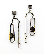 Smoky Quartz Dangle Earrings by Leann Feldt (Gold, Silver & Stone Earrings)