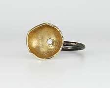 Contemporary Flower Ring with Diamond by Leann Feldt (Gold, Silver & Diamond Ring)