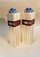 Bold Mosaic Salt and Peppers Shakers by Martha Collins (Wood Salt & Pepper Shakers)