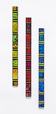 Primary Colors Skinny Mosaics by Patty Carmody Smith (Art Glass Wall Sculpture)