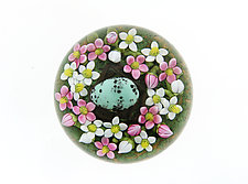 Single Robin's Egg in Nest Miniature Paperweight by Clinton Smith (Art Glass Paperweight)