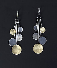 Hammered Disk Drop Earrings by Lisa Crowder (Gold & Silver Earrings)