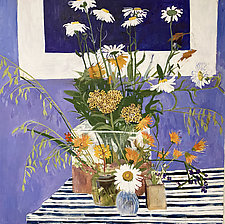 Blue Stripe Tablecloth by Lila Bacon (Acrylic Painting)