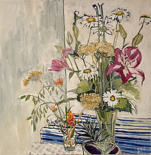 COVID Daisies, Lilies, and Yarrow by Lila Bacon (Acrylic Painting)