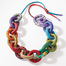 Rainbow Chain Necklace by Mieko Mintz (Silk Necklace)