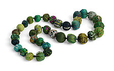 Vintage Silk Kantha Necklace in Green by Mieko Mintz (Silk Necklace)