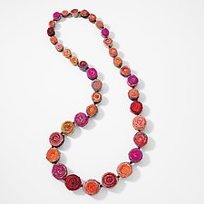 Orange Eddy Long Necklace by Mieko Mintz (Cotton Necklace)